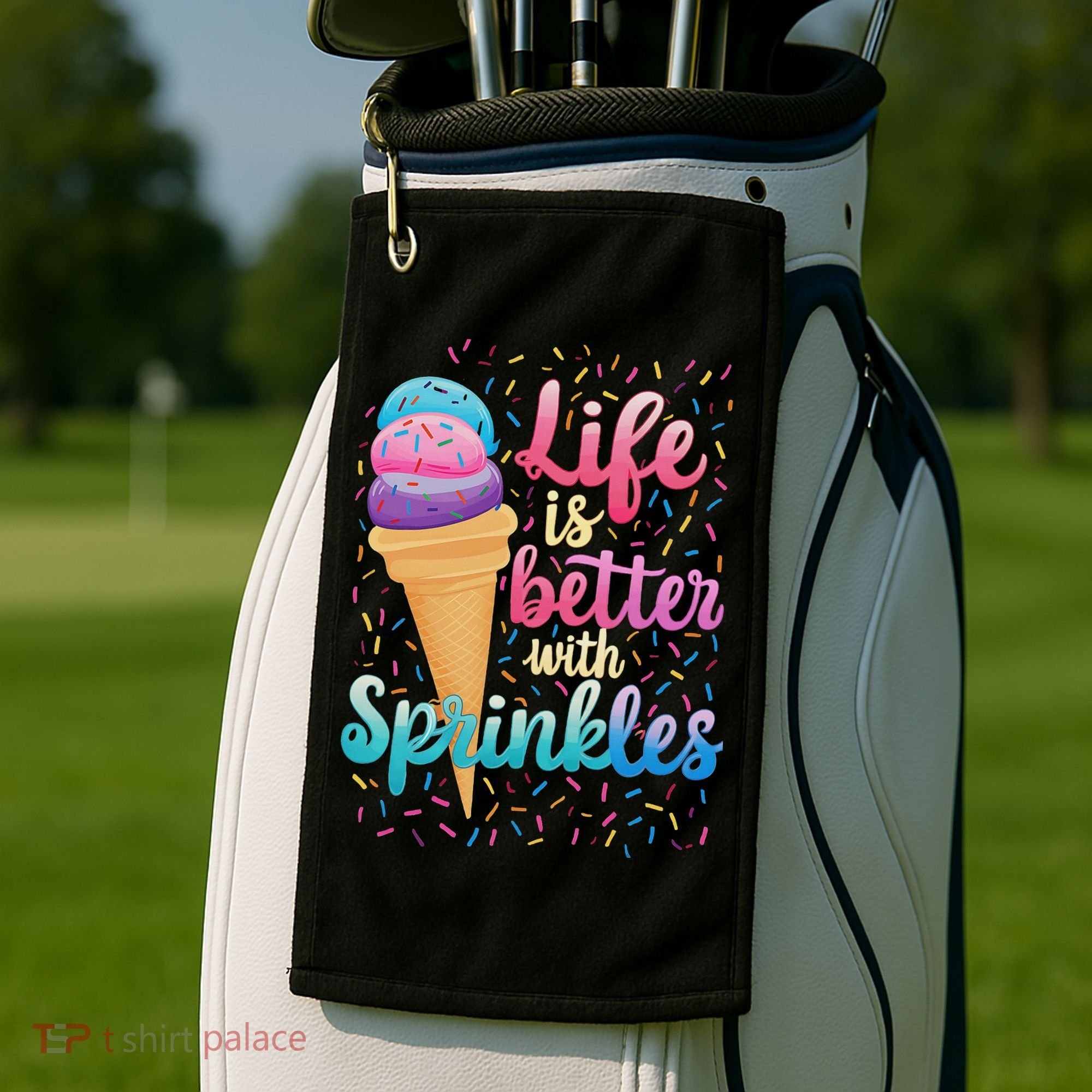 Life Is Better With Sprinkles Cute Sweet Ice Cream Summer Golf Towel