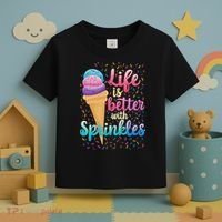 Life Is Better With Sprinkles Cute Sweet Ice Cream Summer Toddler T-Shirt thumb 3