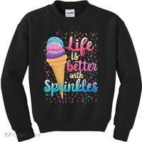 Life Is Better With Sprinkles Cute Sweet Ice Cream Summer Kids Sweatshirt thumb 0