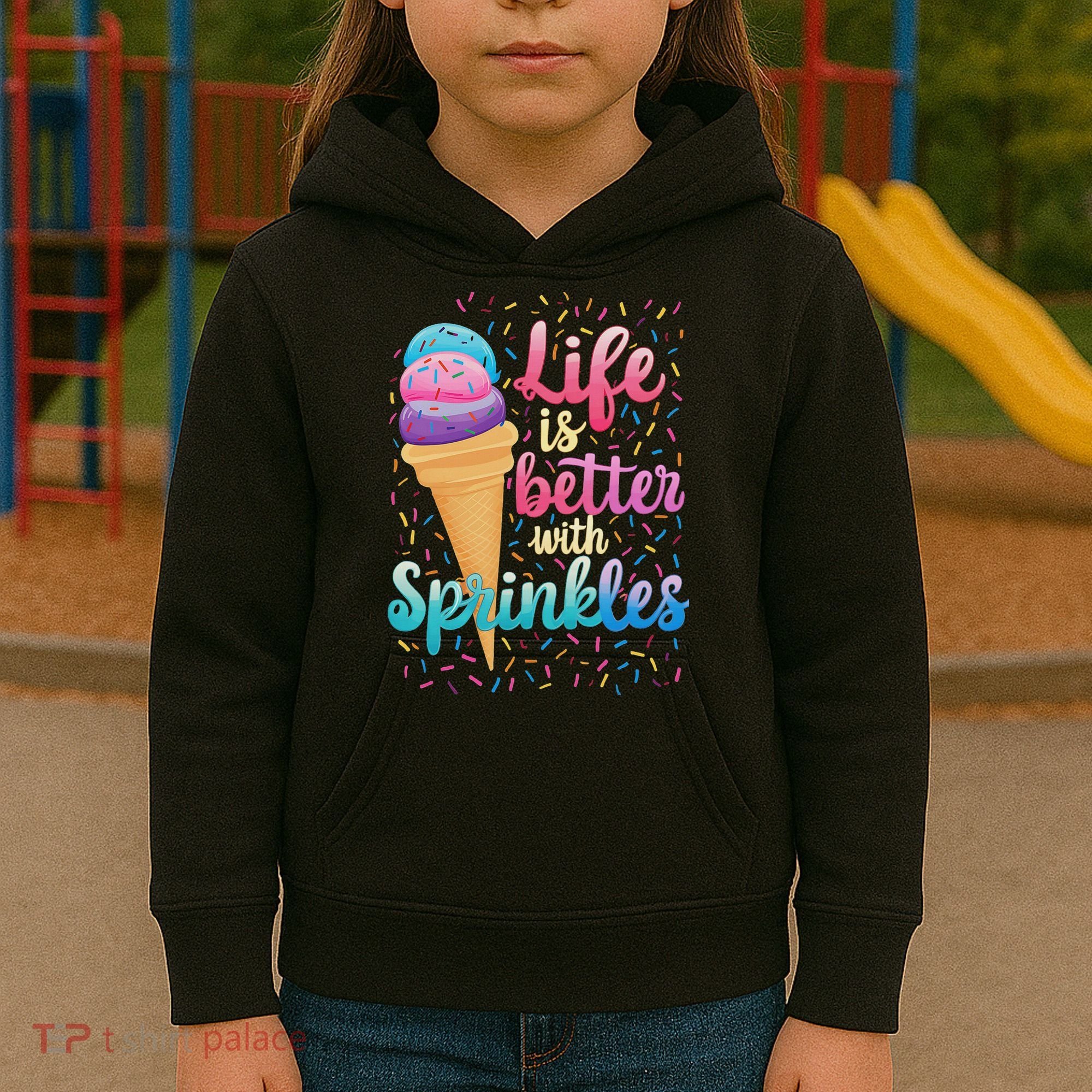Life Is Better With Sprinkles Cute Sweet Ice Cream Summer Kids Hoodie