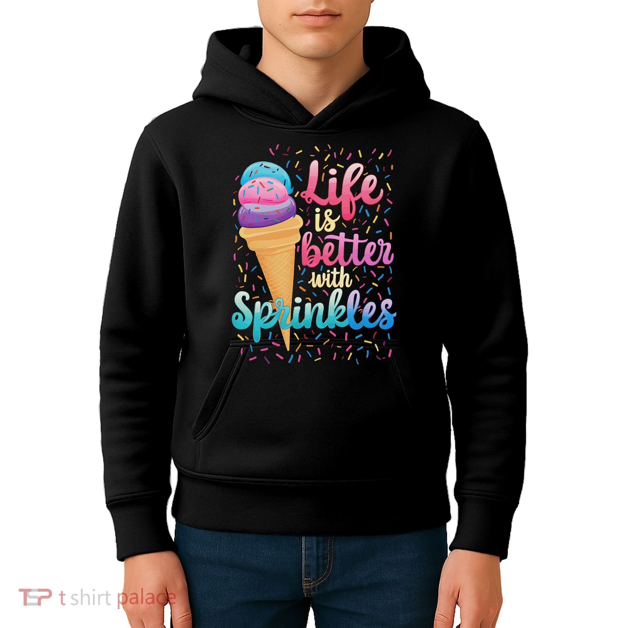 Life Is Better With Sprinkles Cute Sweet Ice Cream Summer Kids Hoodie