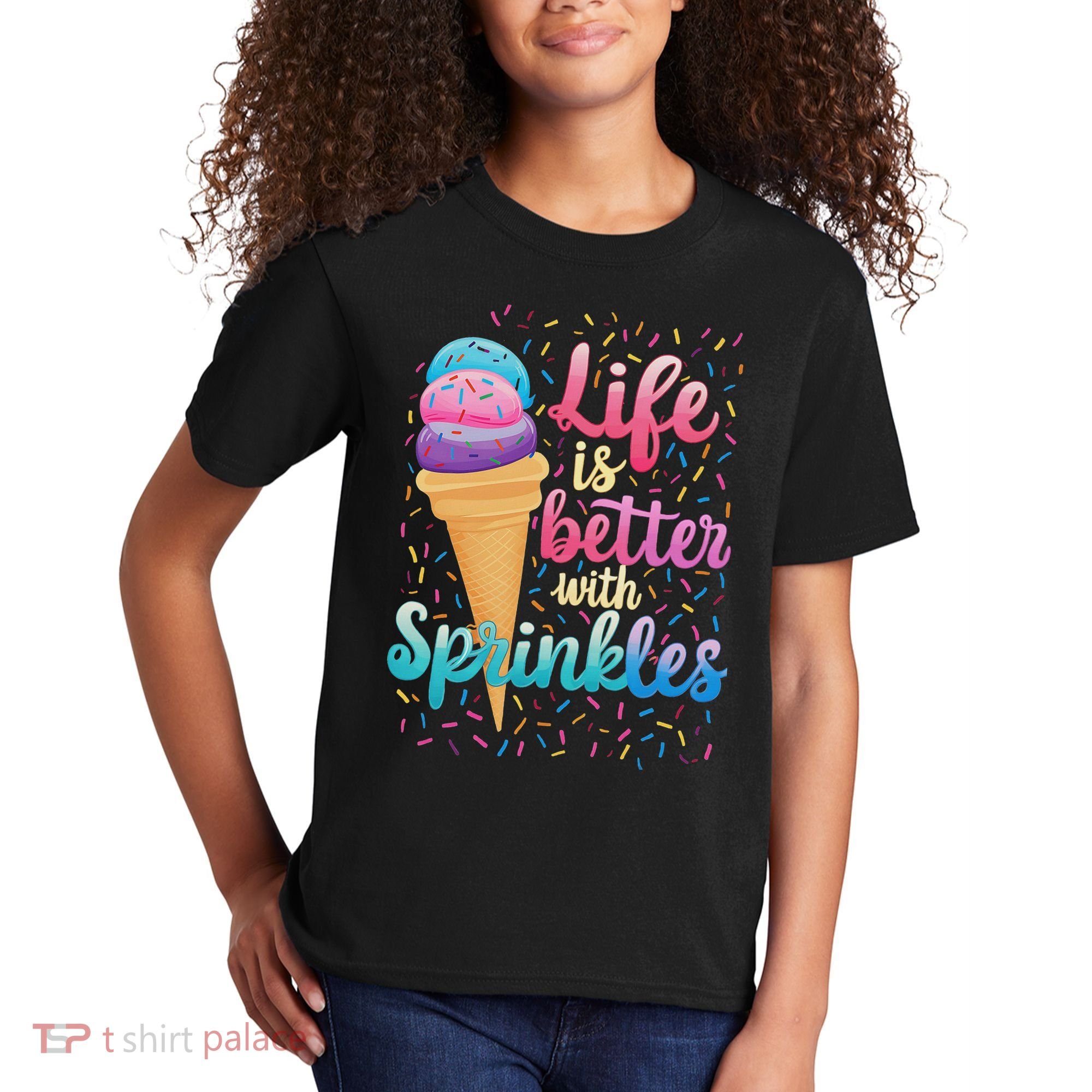 Life Is Better With Sprinkles Cute Sweet Ice Cream Summer Kids T-Shirt