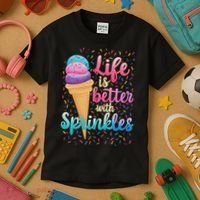 Life Is Better With Sprinkles Cute Sweet Ice Cream Summer Kids T-Shirt thumb 3