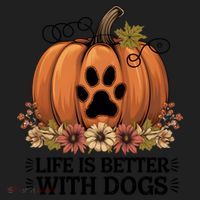 Life Is Better With Dogs Fall Pumpkins Women's Sweatshirt thumb 2