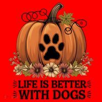 Life Is Better With Dogs Fall Pumpkins Santa Hat thumb 1