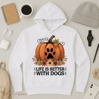 Life Is Better With Dogs Fall Pumpkins Hoodie thumb 3