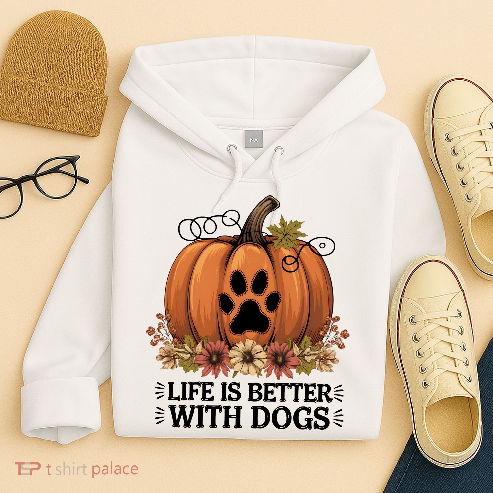 Life Is Better With Dogs Fall Pumpkins Hoodie