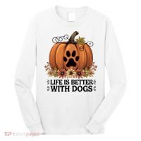 Life Is Better With Dogs Fall Pumpkins Long Sleeve Shirt thumb 0