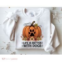 Life Is Better With Dogs Fall Pumpkins Sweatshirt thumb 2
