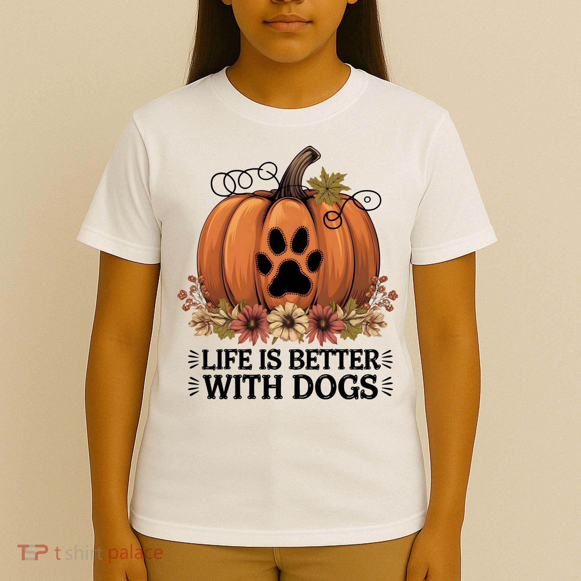 Life Is Better With Dogs Fall Pumpkins T-Shirt
