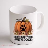 Life Is Better With Dogs Fall Pumpkins Coffee Mug thumb 1