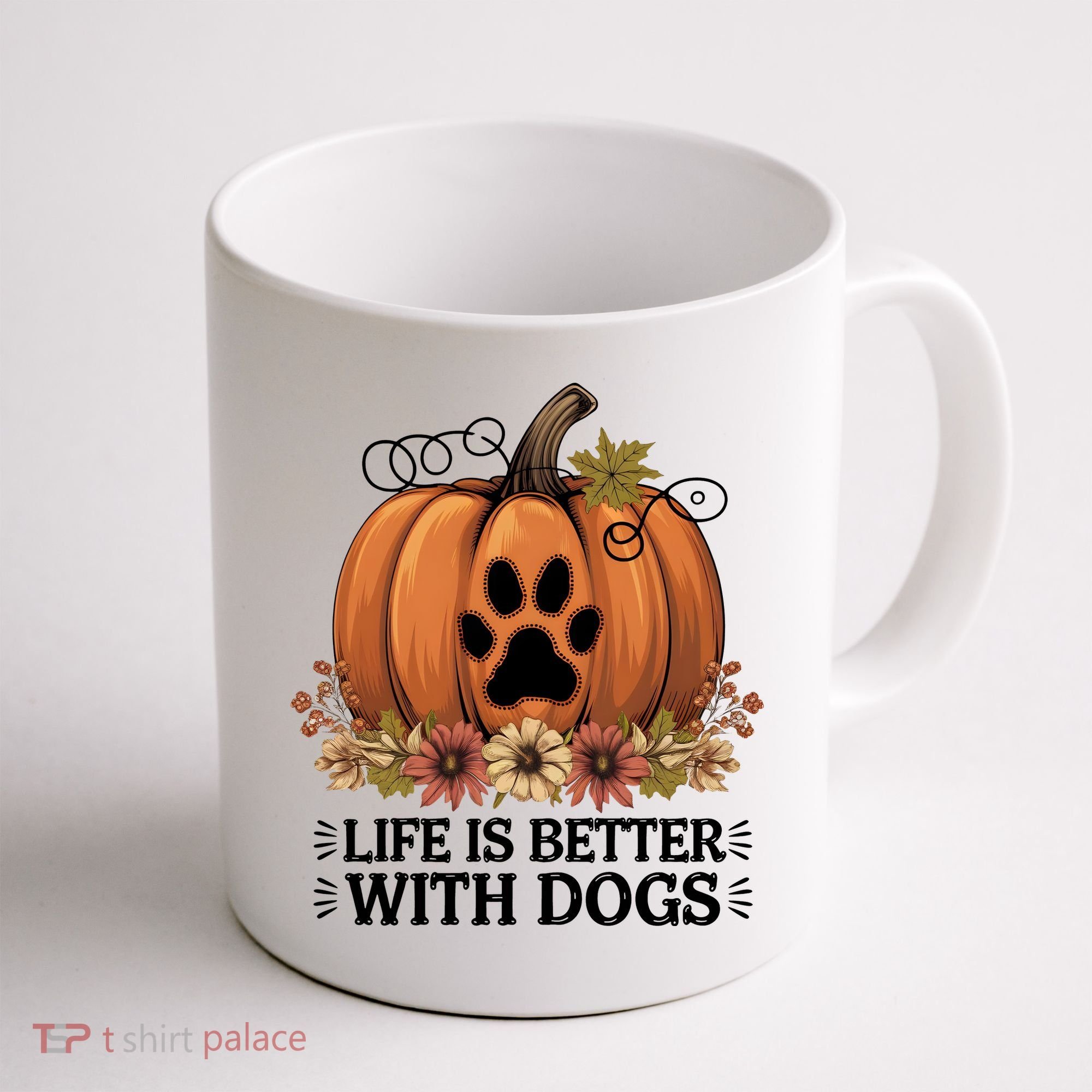 Life Is Better With Dogs Fall Pumpkins Coffee Mug