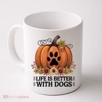 Life Is Better With Dogs Fall Pumpkins Coffee Mug thumb 0