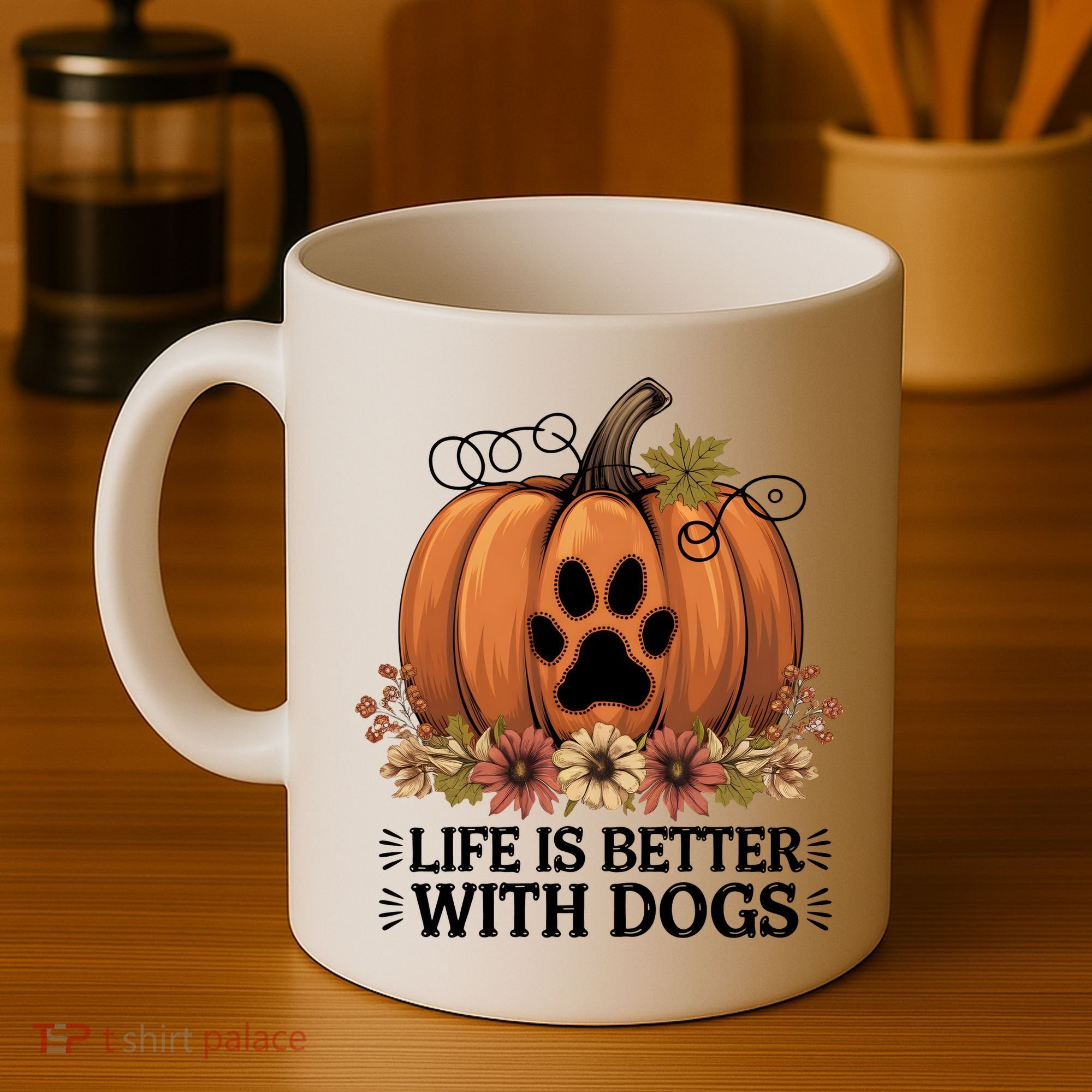 Life Is Better With Dogs Fall Pumpkins Coffee Mug