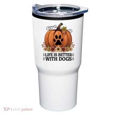 Life Is Better With Dogs Fall Pumpkins Tumbler