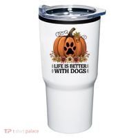 Life Is Better With Dogs Fall Pumpkins Tumbler thumb 0