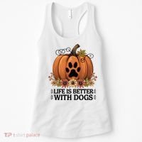 Life Is Better With Dogs Fall Pumpkins Women's Tank Top thumb 0