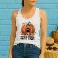 Life Is Better With Dogs Fall Pumpkins Women's Tank Top thumb 2