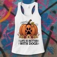 Life Is Better With Dogs Fall Pumpkins Women's Tank Top thumb 3