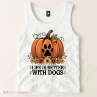 Life Is Better With Dogs Fall Pumpkins Tank Top thumb 2