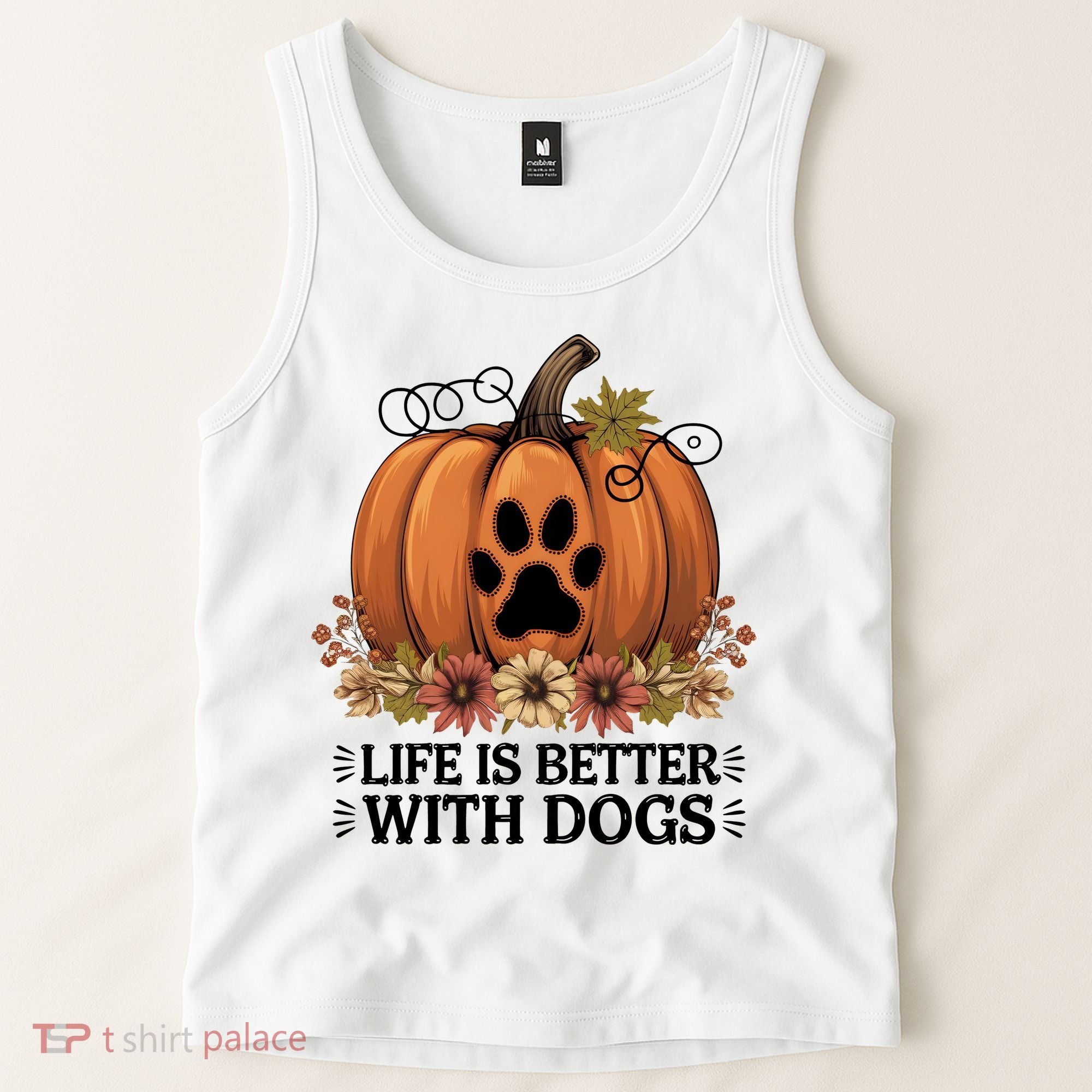 Life Is Better With Dogs Fall Pumpkins Tank Top