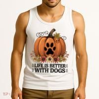 Life Is Better With Dogs Fall Pumpkins Tank Top thumb 3