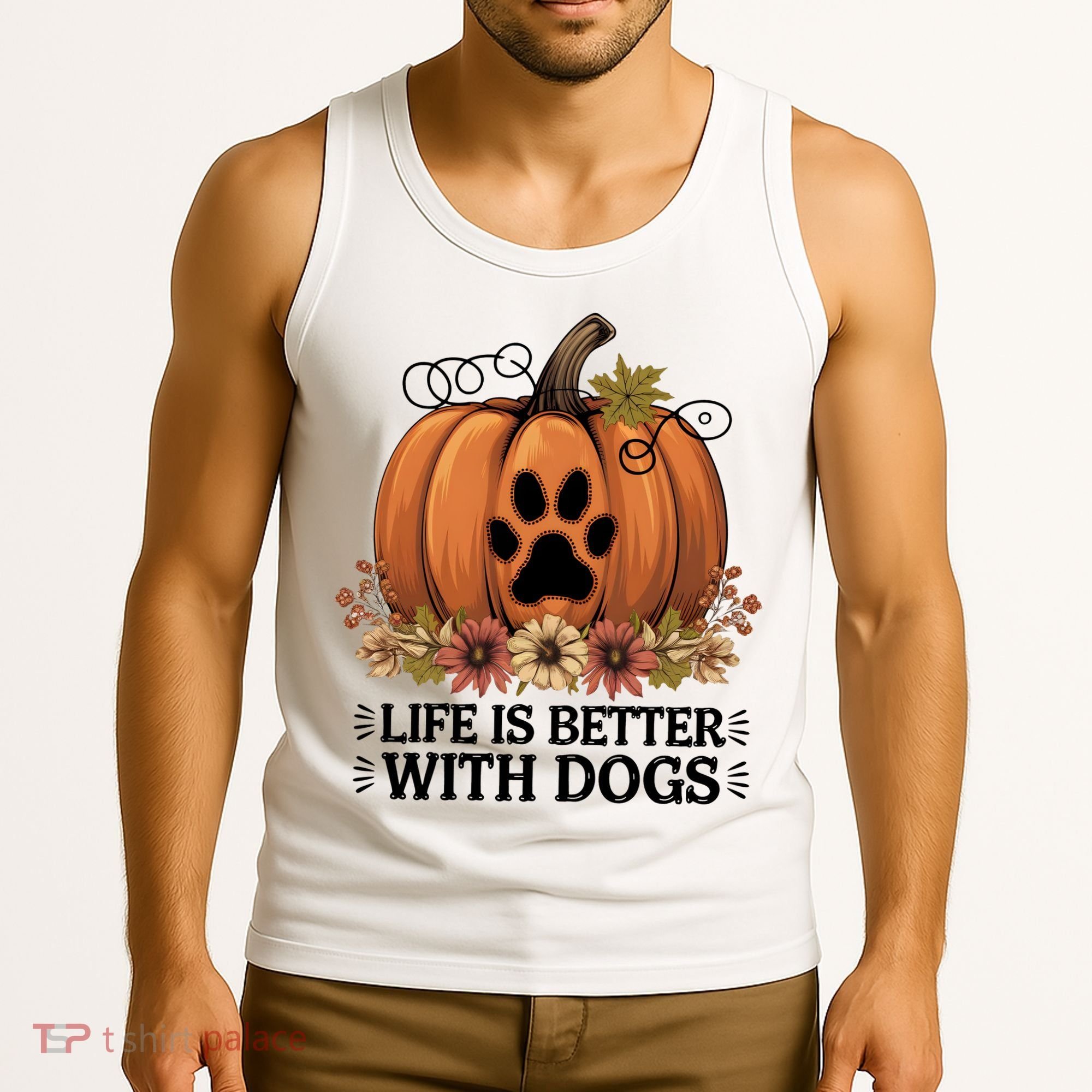Life Is Better With Dogs Fall Pumpkins Tank Top