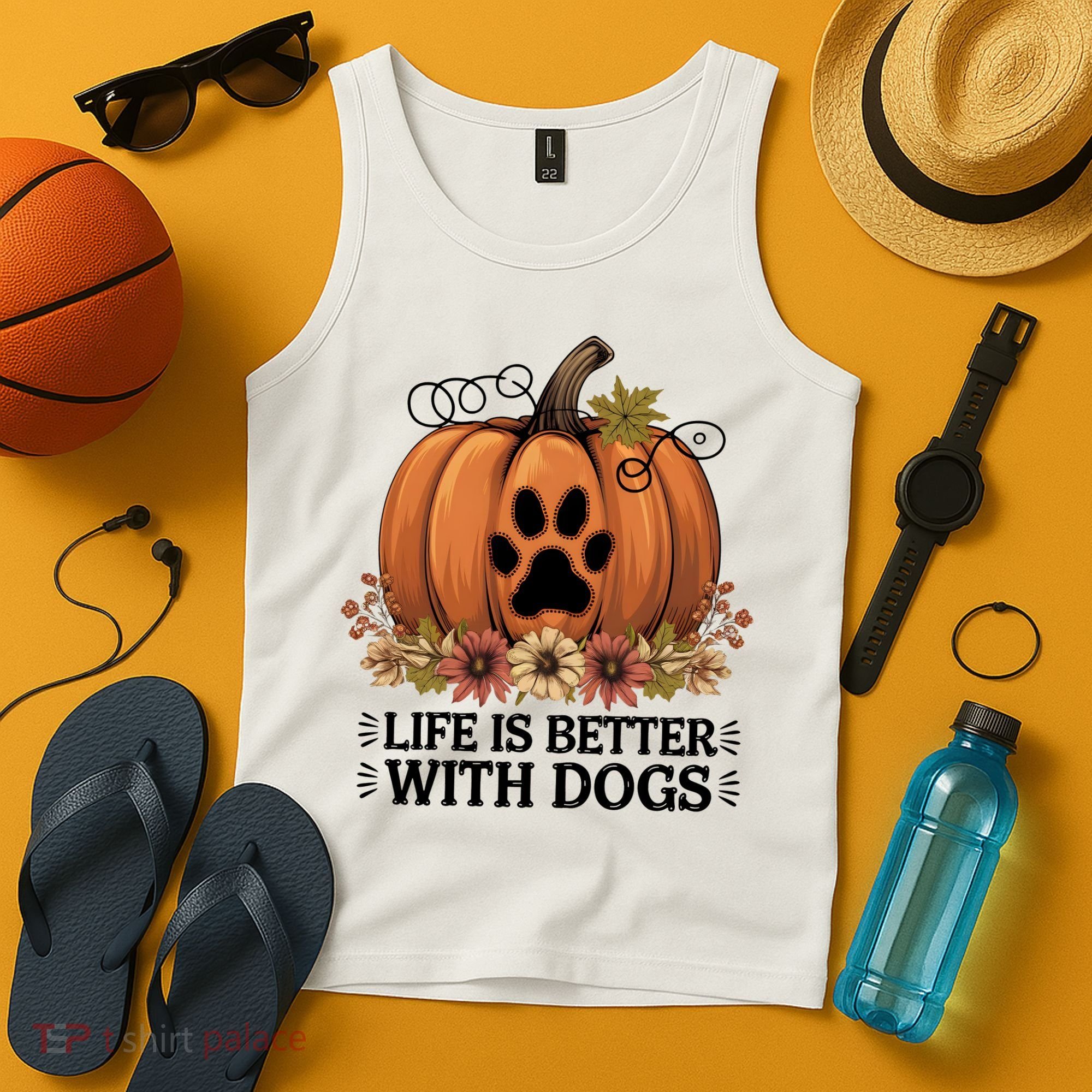 Life Is Better With Dogs Fall Pumpkins Tank Top