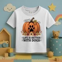 Life Is Better With Dogs Fall Pumpkins Toddler T-Shirt thumb 3