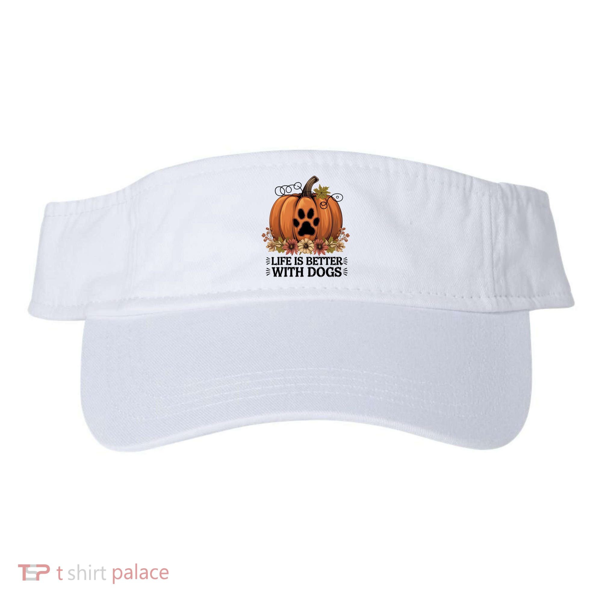 Life Is Better With Dogs Fall Pumpkins Visor