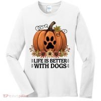 Life Is Better With Dogs Fall Pumpkins Women's Long Sleeve Shirt thumb 0