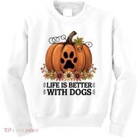 Life Is Better With Dogs Fall Pumpkins Kids Sweatshirt thumb 0