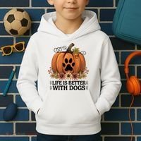 Life Is Better With Dogs Fall Pumpkins Kids Hoodie thumb 2