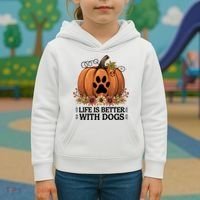 Life Is Better With Dogs Fall Pumpkins Kids Hoodie thumb 3