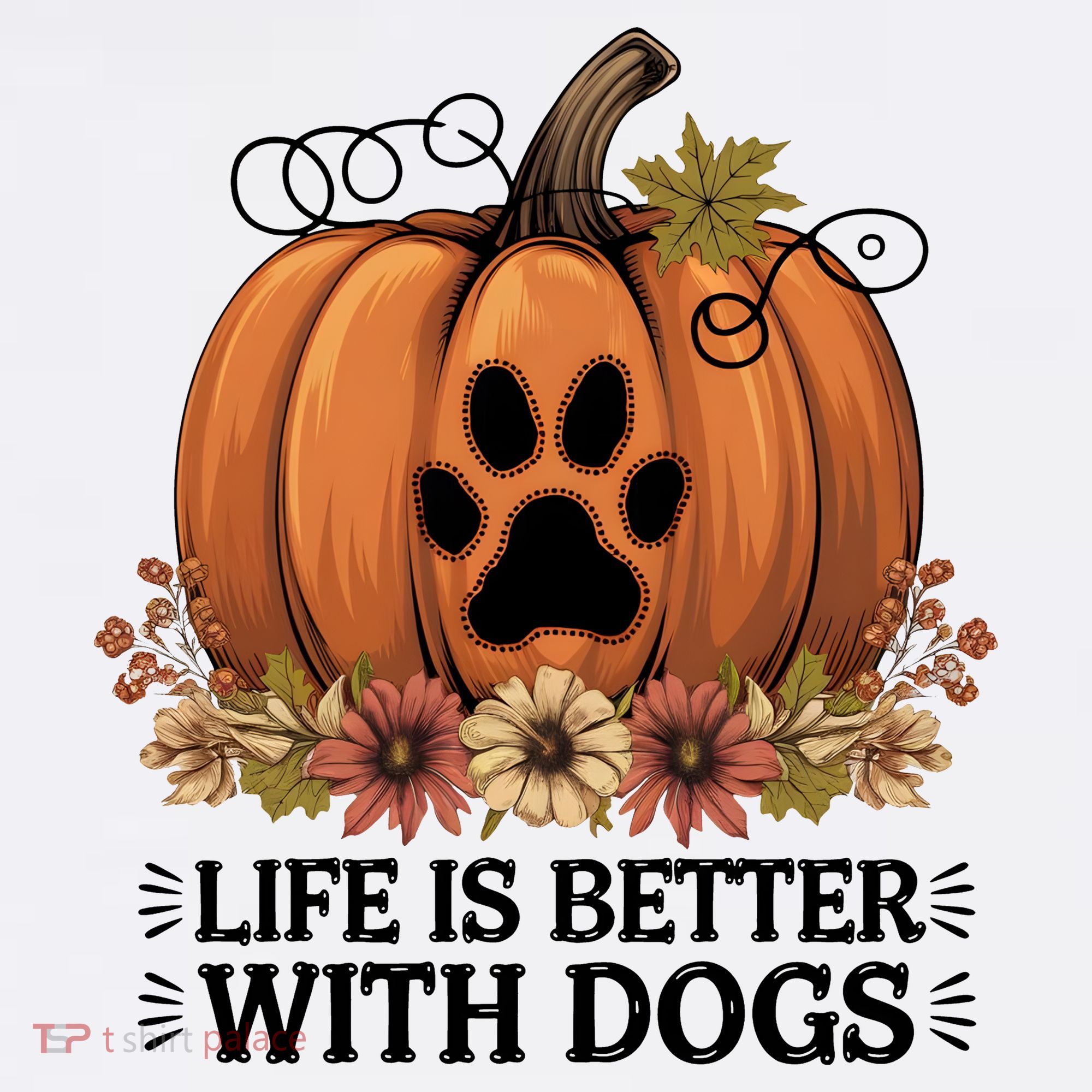 Life Is Better With Dogs Fall Pumpkins Kids Hoodie