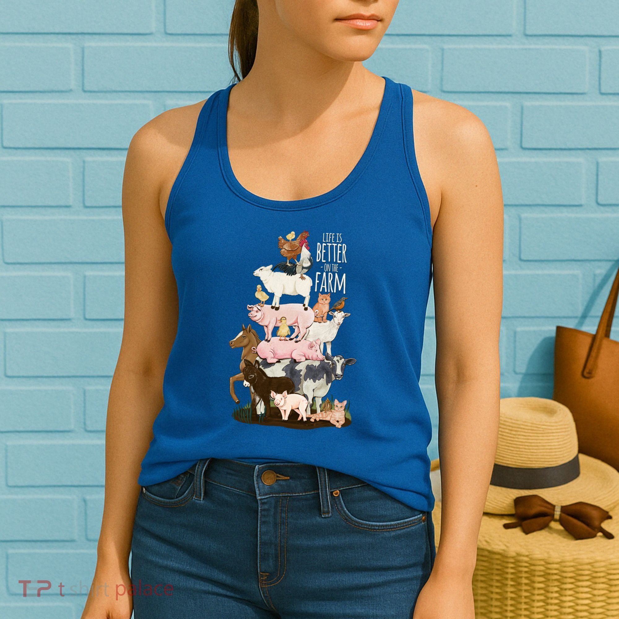Life Is Better On The Farm Cute Animals Country Farm Girl Gift Women's Tank Top