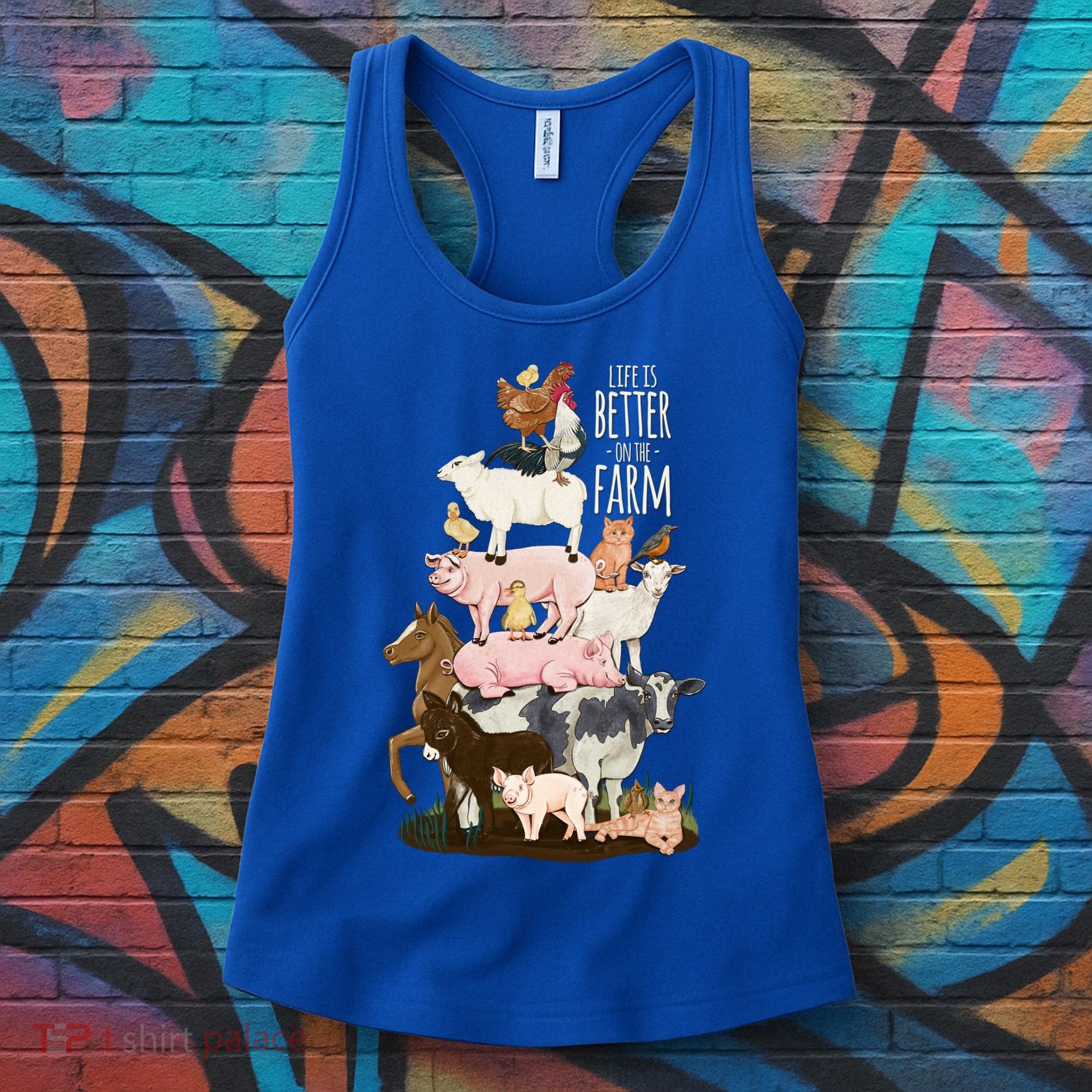 Life Is Better On The Farm Cute Animals Country Farm Girl Gift Women's Tank Top