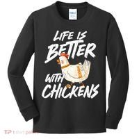 Life Is Better With Chickens Chicken Lover Farming Kids Long Sleeve Shirt thumb 0