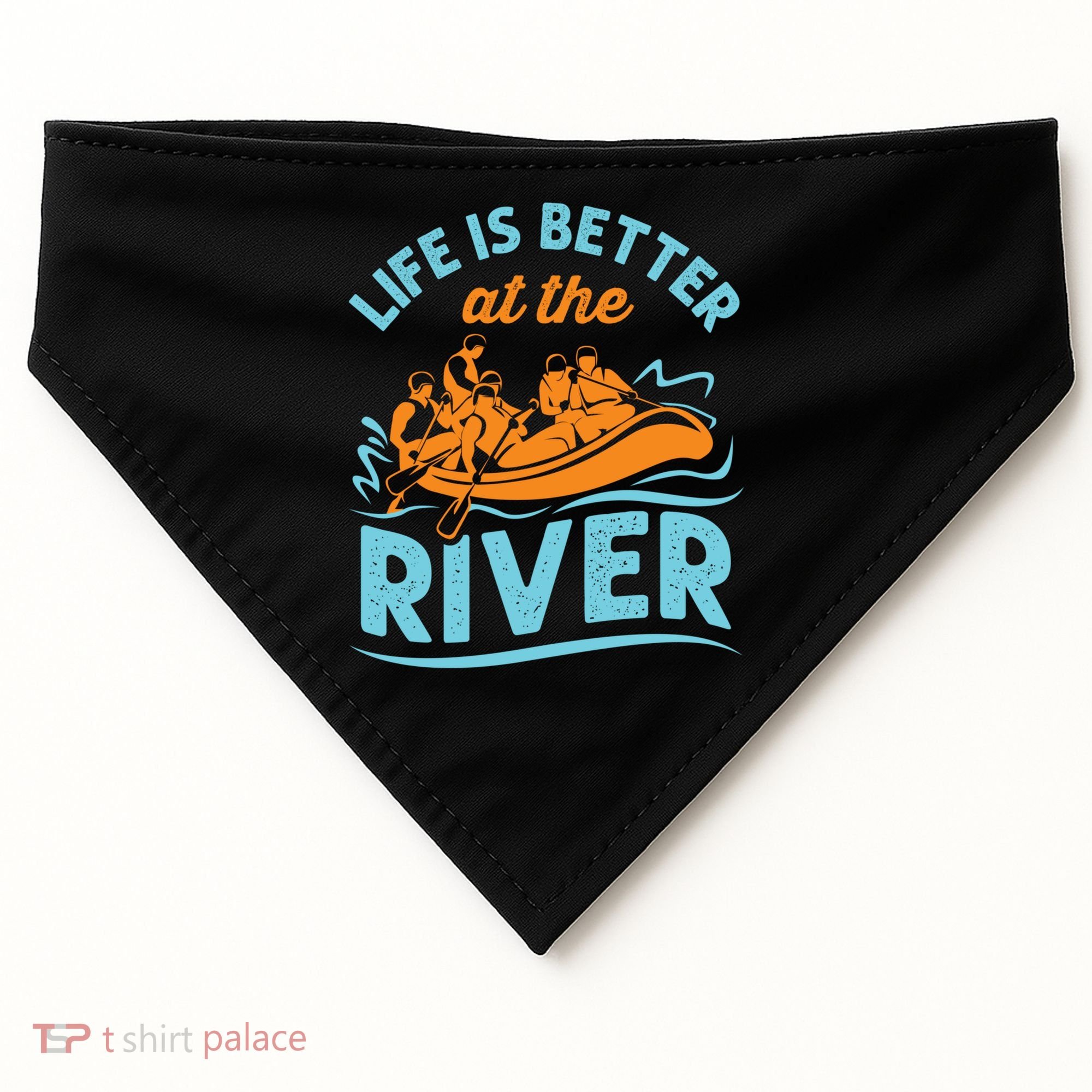 Life Is Better At The River White Water Rafting Cool Gift USA-Made Doggie Bandana
