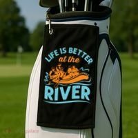Life Is Better At The River White Water Rafting Cool Gift Golf Towel thumb 2