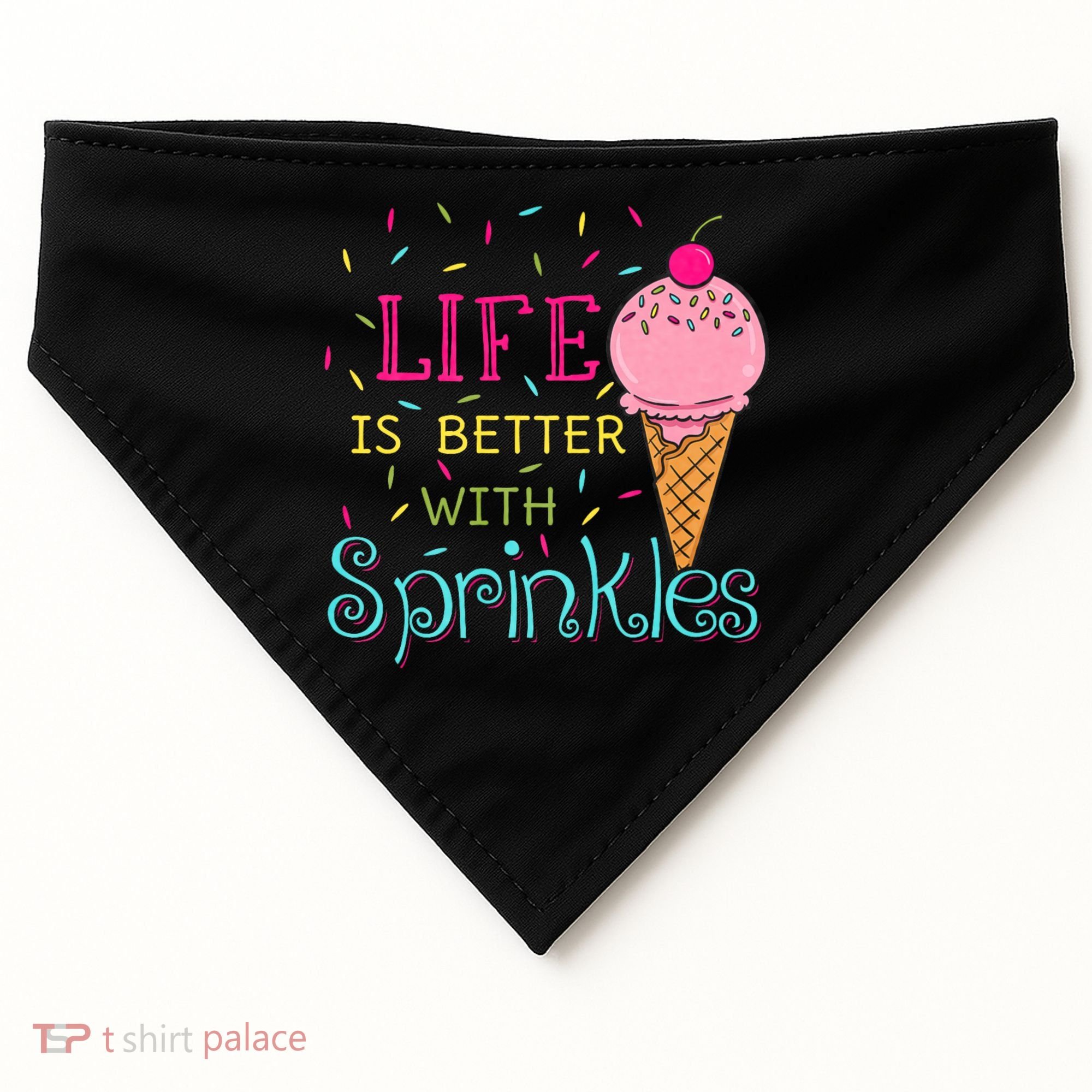 Life Is Better With Sprinkles Sweet Ice Cream Lover USA-Made Doggie Bandana