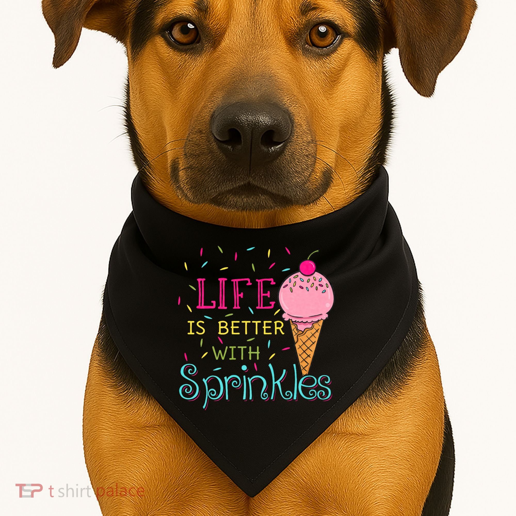 Life Is Better With Sprinkles Sweet Ice Cream Lover USA-Made Doggie Bandana