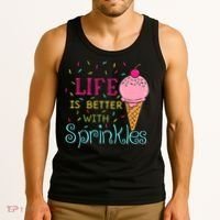 Life Is Better With Sprinkles Sweet Ice Cream Lover Tank Top thumb 3