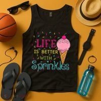 Life Is Better With Sprinkles Sweet Ice Cream Lover Tank Top thumb 4