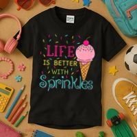 Life Is Better With Sprinkles Sweet Ice Cream Lover Kids T-Shirt thumb 3