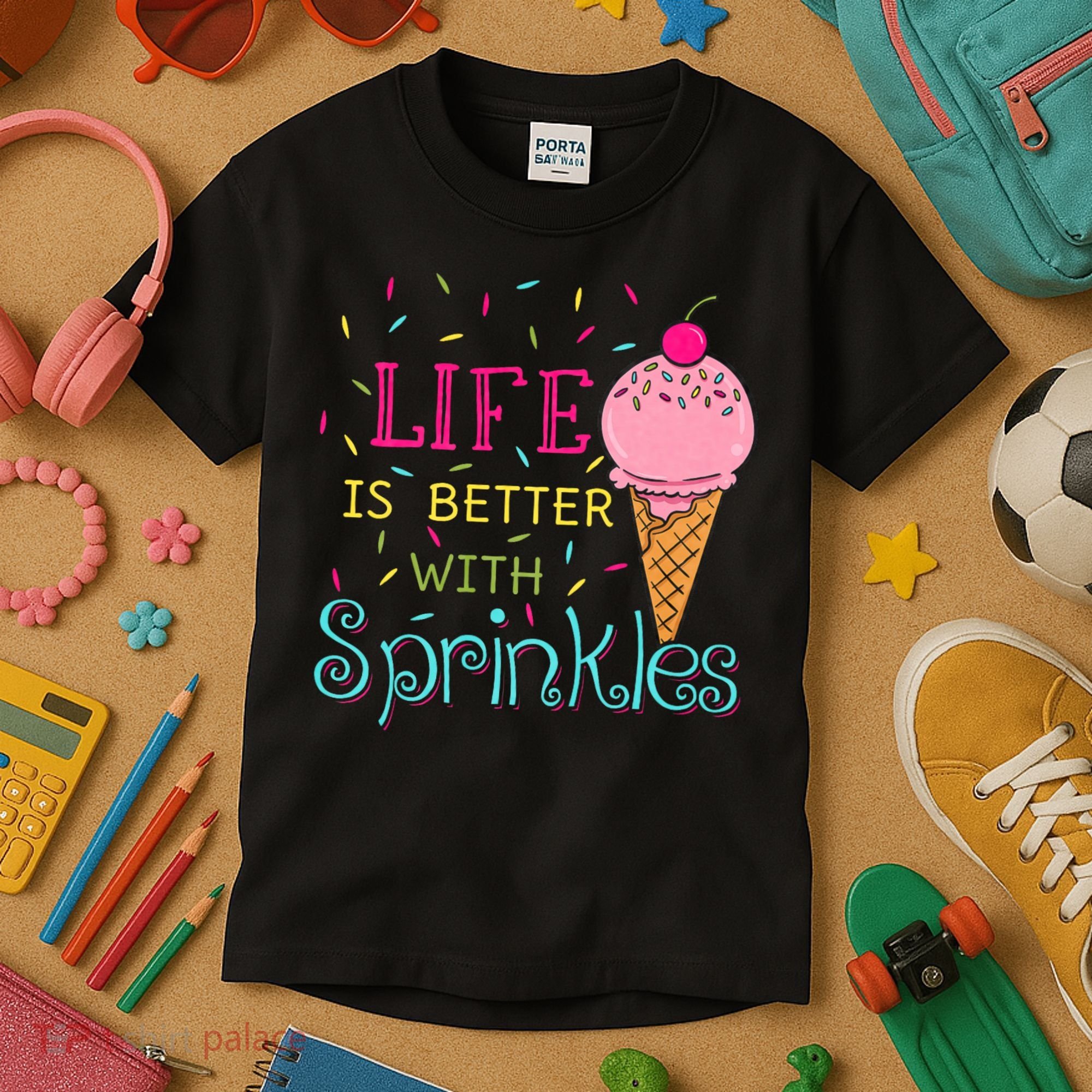 Life Is Better With Sprinkles Sweet Ice Cream Lover Kids T-Shirt