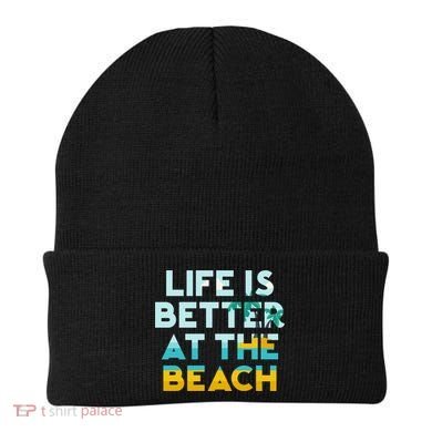 Life Is Better At The Beach Gift Cute Summer Vacation Gift Beanie