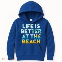 Life Is Better At The Beach Gift Cute Summer Vacation Gift Kids Hoodie thumb 0