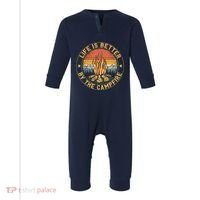 Life Is Better By The Campfire Camping Campfire Gift For Camper Infant Fleece One Piece thumb 0