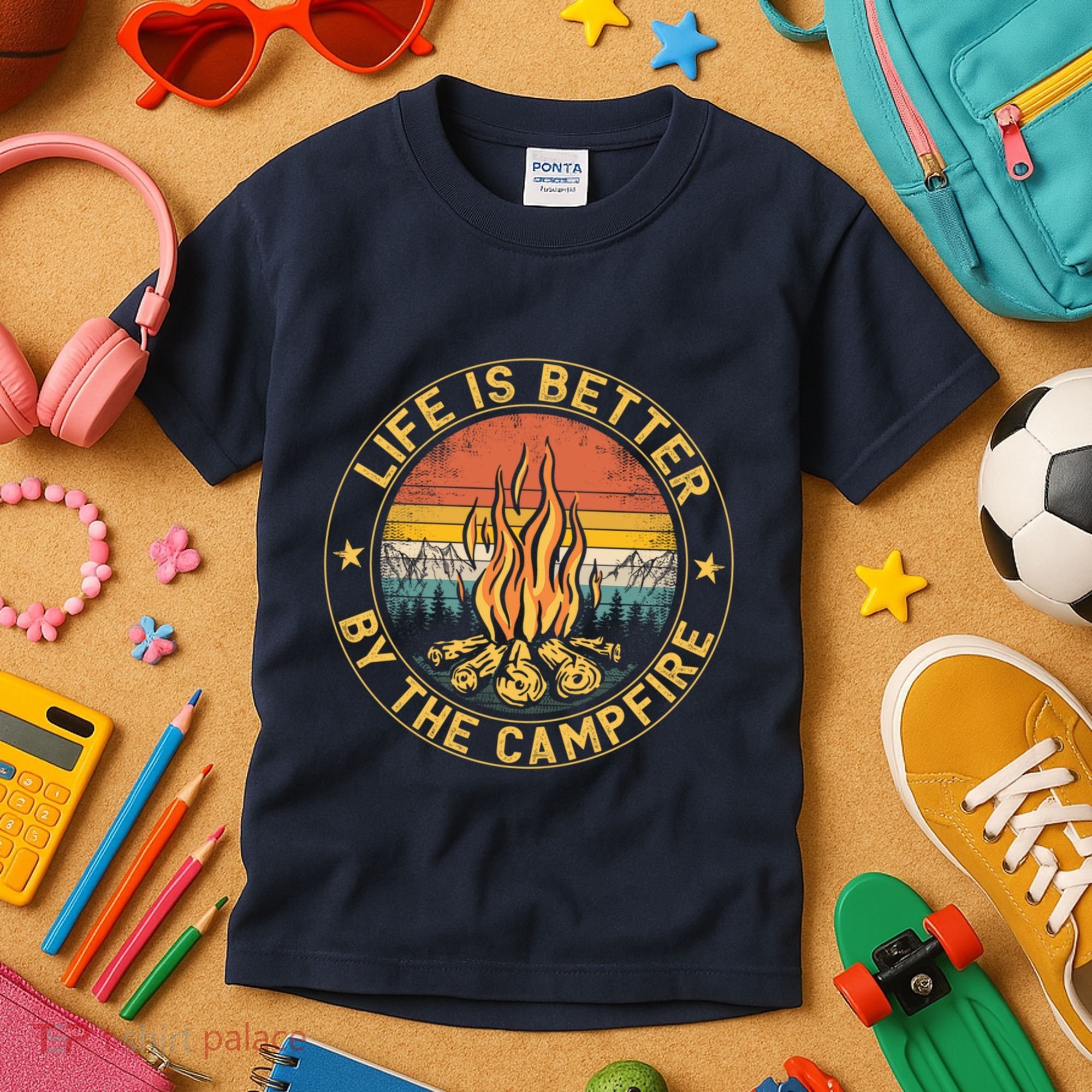 Life Is Better By The Campfire Camping Campfire Gift For Camper Kids T-Shirt